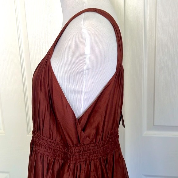 Banana Republic Rust Brown Embroidered Dress Womens Sz 14 - Picture 5 of 16